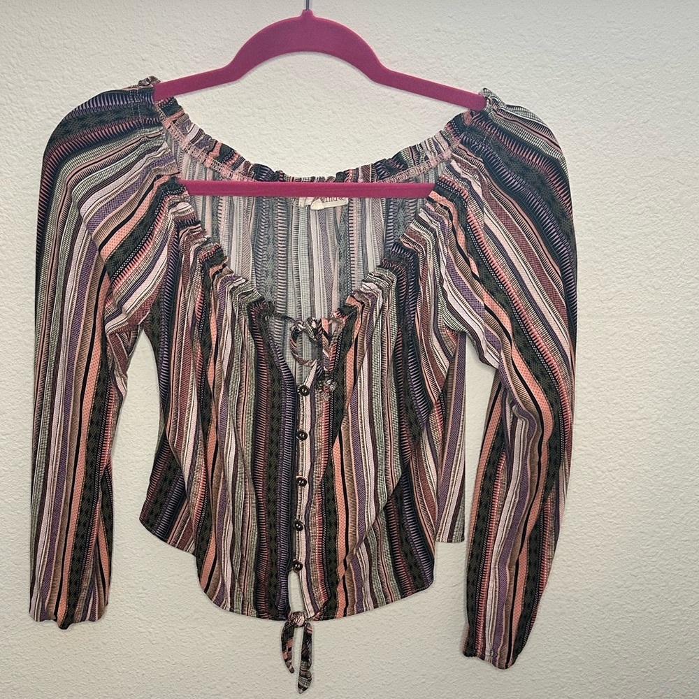 Rewind Boho Peasant Crop Top Size S